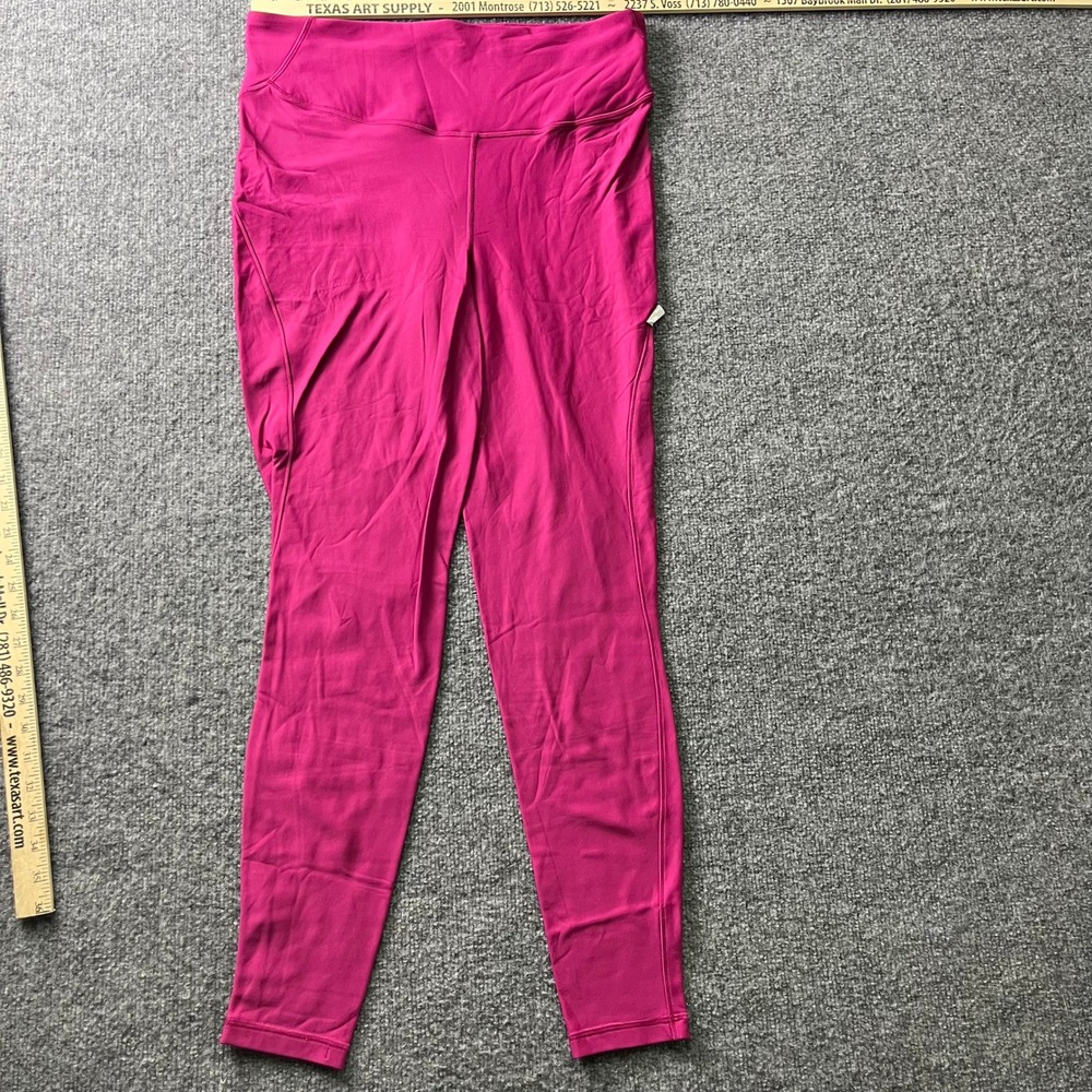 Lululemon Leggings Womens Size 8 Magenta Pink Fleece Lined High Rise Pockets